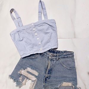 Precious Pinstriped Crop Top